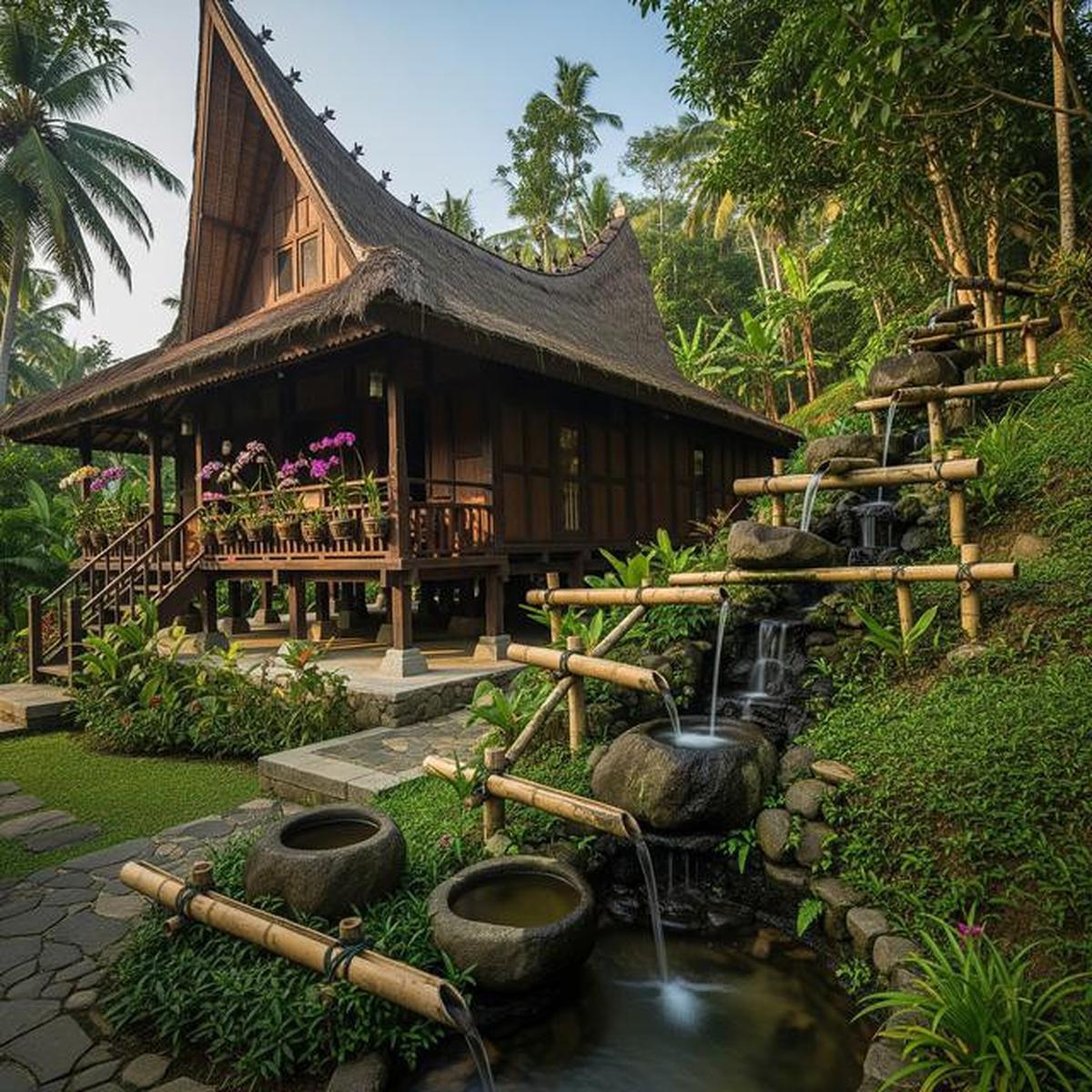 7 Model Rumah di Desa dengan Sistem Air Gravitasi Tanpa Pompa