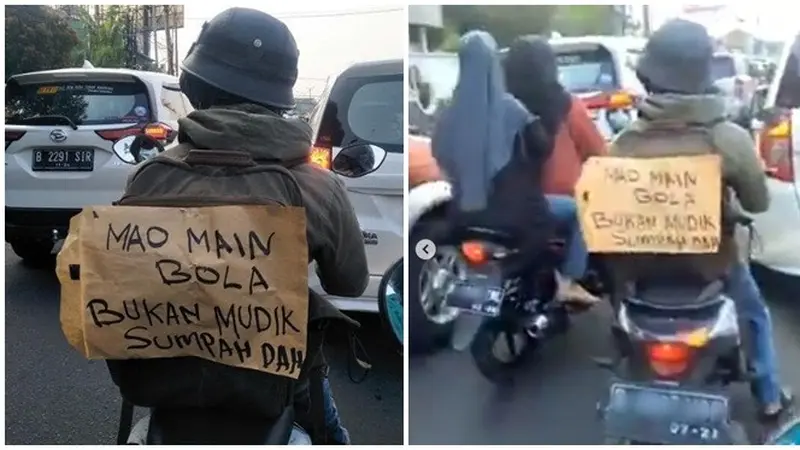 Aksi Pengendara Motor dan Truk Pasang Tulisan Alasan Bukan Mudik Ini Jadi Sorotan