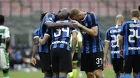 Selebrasi pemain Inter Milan saat melawan Sassuolo (AP)