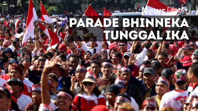 Dilarang jalan ke hotel Indonesia peserta parade Bhineka Tunggal Ika jalan menuju arah tugu tani