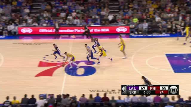 Berita video game recap NBA 2017-2018 antara LA Lakers melawan Philadelphia 76ers dengan skor 107-104.