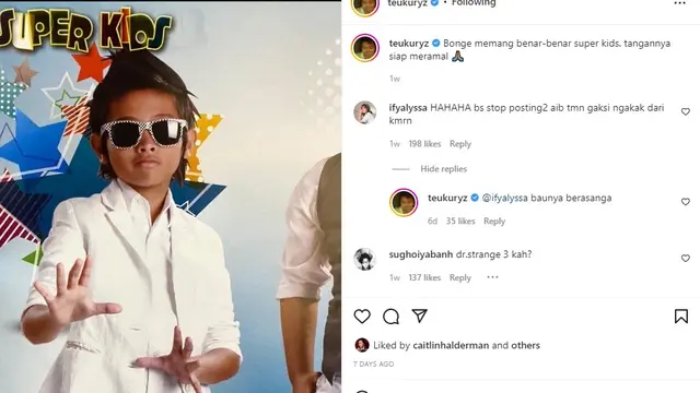 Aldy Maldini disebut mirip Bonge oleh Kiki eks CJR (Foto: Instagram teukuryz)