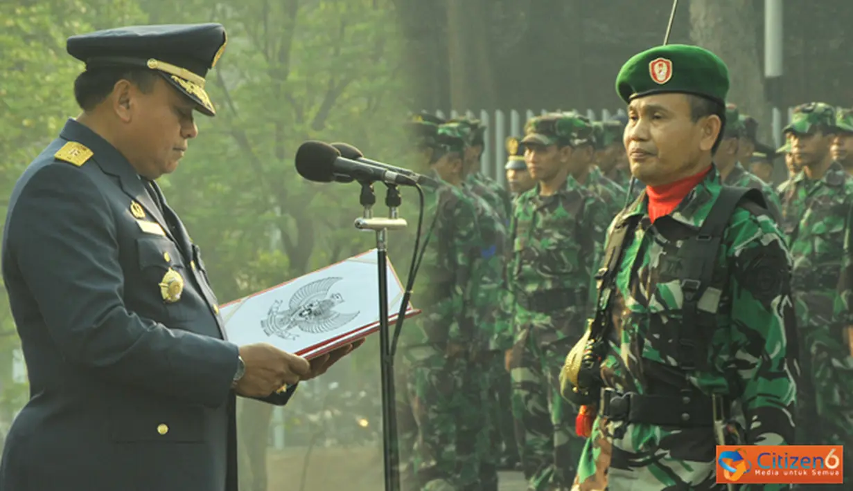 Citizen6, Cilangkap: Asisten Personel Panglima TNI Marsekal Muda TNI Bambang Wahyudi bertindak sebagai Inspektur Upacara (Irup) yang bertempat di Lapangan Upacara Mabes TNI Cilangkap, Jakarta. (Pengirim: Badarudin Bakri)