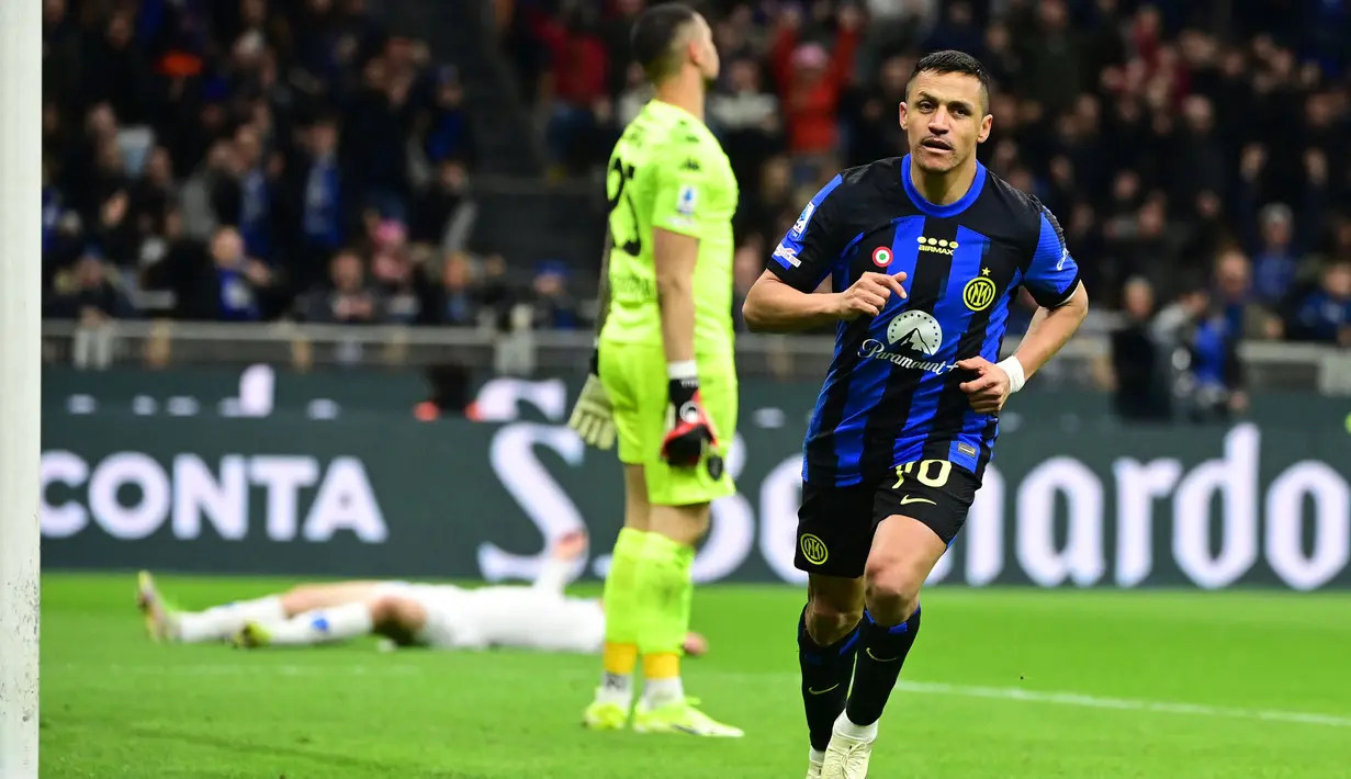 Pada menit ke-81, l Nerazzurri memastikan kemenangan atas Empoli lewat gol Alexis Sanchez. (Piero CRUCIATTI/AFP)