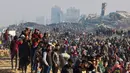 Kembalinya warga Palestina ini sebagai bagian dari gencatan senjata antara Israel dan kelompok milisi Hamas yang mulai berlaku pada 19 Januari 2025 lalu. (Omar AL-QATTAA/AFP)
