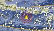 Gempa Magnitudo 5,2 mengguncang wilayah Lombok Barat, NTB, Rabu (8/5/2024). (Liputan6.com/ Dok BMKG)