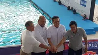 Pengurus Besar Persatuan Renang Seluruh Indonesia (PB PRSI) merealisasikan rencana menggelar Test Event Road to Asian Games 2018 di Gelora Bung Karno Aquatic Stadium, 5-15 Desember 2017. (Bola.com/Budi Harsono Prasetyo)