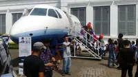 Kepala pesawat N250 dipamerkan dalam acara Habibie Festival. (Liputan6.com/Putu Merta Surya Putra)