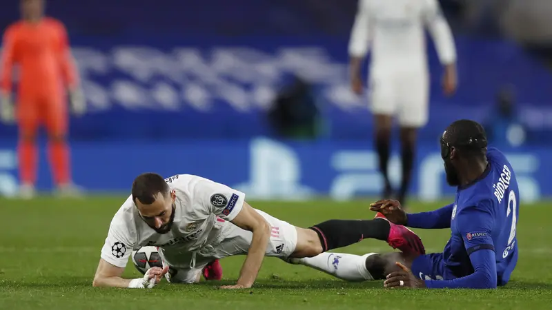 FOTO: All English Final Tercipta usai Chelsea Singkirkan Real Madrid - Karim Benzema; Antonio Rudiger