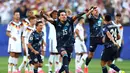 Pemain Paraguay Jose Canale mencetak gol penalti sudden death untuk memenangkan pertandingan selama pertandingan sepak bola babak 32 Piala Dunia antara Jerman dan Paraguay di Foxborough, Mass., dekat Boston, AS, Senin (29/06/2026). AP Photo/Martin Meissner