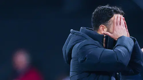 Ruben Amorim mengawali debutnya sebagai manajer Manchester United dengan hasil yang kurang oke. Tim Setan Merah harus puas bermain imbang kontra tim papan bawah Ipswich Town. (AP Photo/Dave Shopland)