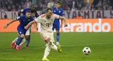 Pemain Bayern Munchen, Harry Kane mencetak gol melalui tendangan penalti ke gawang Dinamo Zagreb pada laga Liga Champions 2024/2025 di Allianz Arena, Munchen, Jerman, Rabu (18/09/2024). (AP Photo/Matthias Schrader)