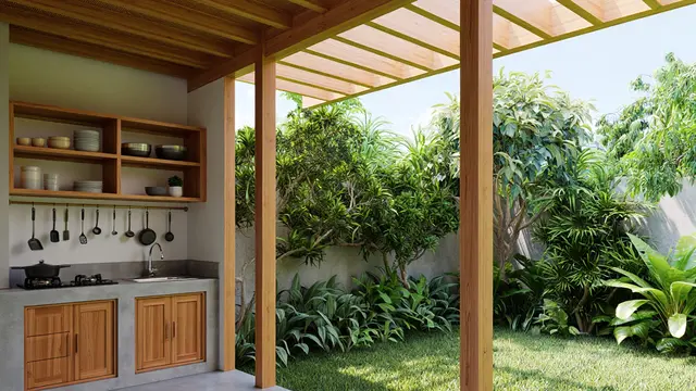 Rumah Sederhana dengan Dapur Semi Outdoor Anti Sumpek (AI)