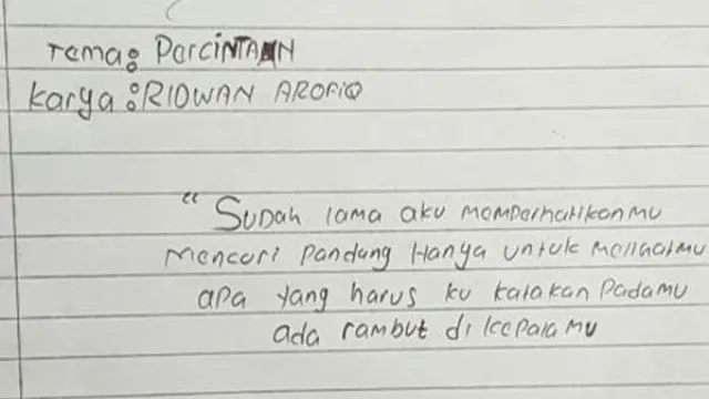 Puisi kocak buatan anak SD bikin kalian ngakak (foto: Instagram/@awreceh.id/brilio)