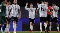 Lionel Messi mencetak tiga gol kemenangan Timnas Argentina atas Bolivia pada laga ke-10 kualifikasi Piala Dunia 2022 zona CONMEBOL, Estadio Monumental Antonio Vespucio Liberti, Jumat (10/9/2021) pagi WIB. (Juan Roncoroni/Pool via AP)