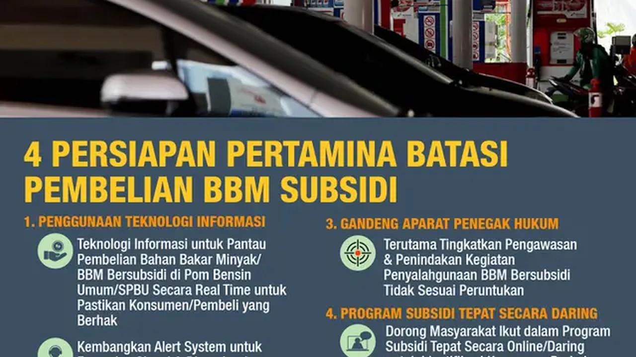 Infografis 4 Persiapan Pertamina Batasi Pembelian BBM Subsidi. (Liputan6.com/Abdillah)