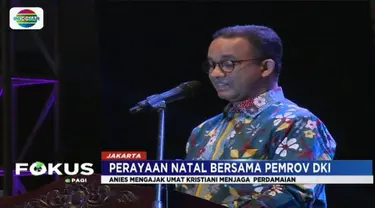 Anies Baswedan dan Sandiaga Uno hadiri perayaan Natal bersama Pemprov DKI yang baru pertama kali digelar tahun ini.