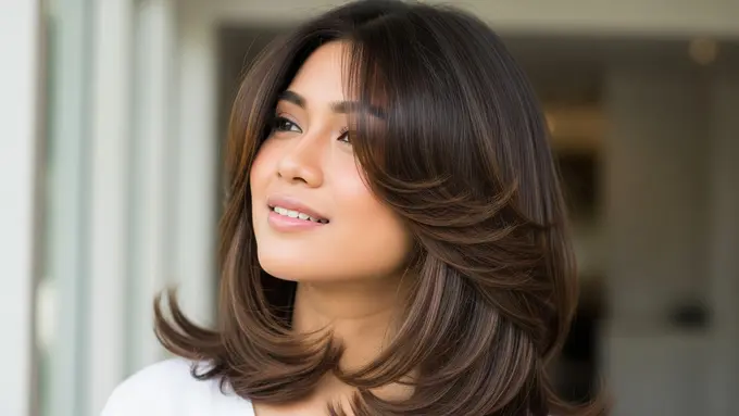 Model Rambut Wanita Panjang Butterfly Cut