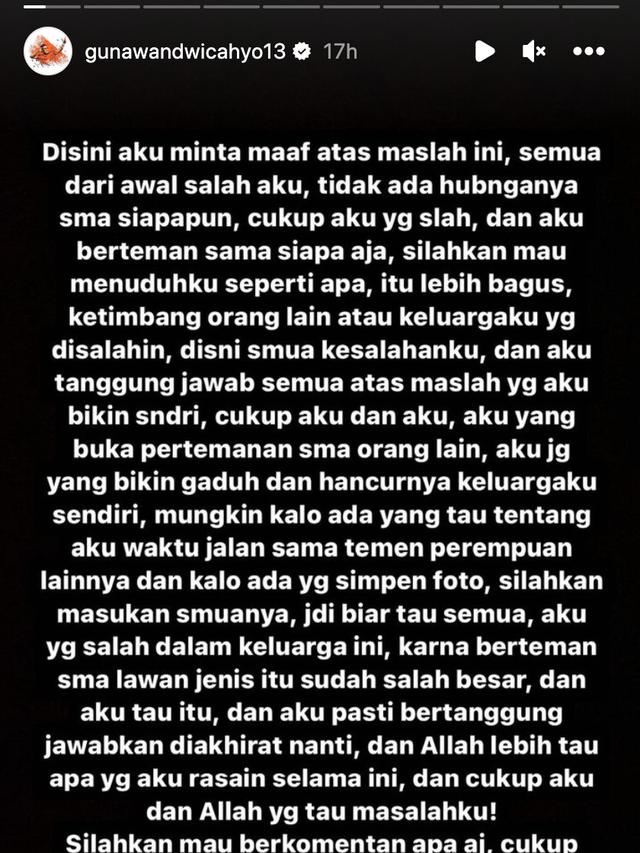 Unggahan Gunawan Dwi Cahyo. (Foto: Dok. Instagram @gunawandwicahyo13)