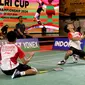 Adhwin Arling Rangga/Rhama Madsuba Praduwartha mengalahkan Arybka Okta Disabian/Muhammad Zilazik Artando Zakaria pada laga final ganda putra pemula Kapolri Cup 2024. Adhwin/Rhama menang&nbsp;21-15 dan 27-25 di GOR Universitas Negeri Jakarta, Rawamangun, Jakarta Timur, Sabtu (27/7). (foto: PBSI)