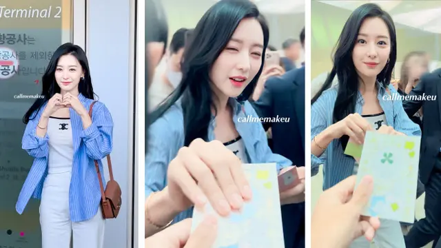 Kim Ji Won Sambut Antusias Kerumunan Penggemar di Bandara Incheon Seoul, Meski Introvert (Foto: twitter.com/callmemakeu)