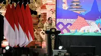 Mendagri Tito Karnavian saat menjadi narasumber pada Rapat Koordinasi Kesiapan Penyelenggaraan Pilkada Serentak Tahun 2024 Wilayah Bali & Nusa Tenggara yang berlangsung di Bali Nusa Dua Convention Center, Badung, Bali, Selasa (30/7/2024).