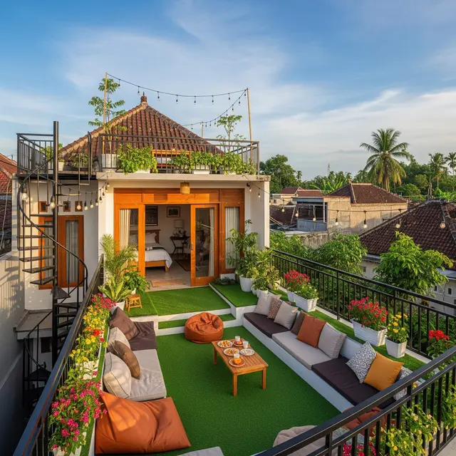 Desain Rumah Kecil dengan Rooftop Garden