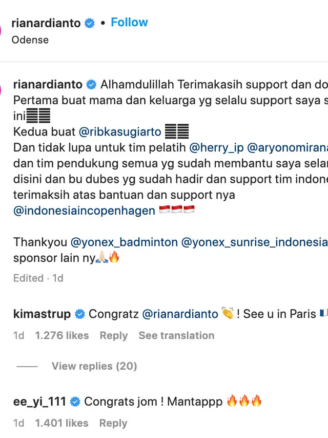 Unggahan Rian Ardianto. (Foto: Dok. Instagram @rianardianto)