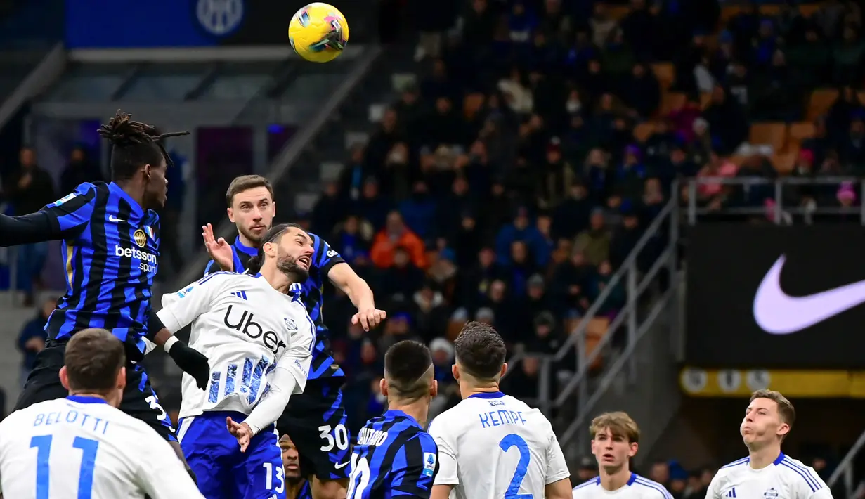 Di babak kedua, Inter Milan berhasil memecah kebuntuan lewat sundulan Carlos Augusto yang berujung gol pada menit ke-48. (Piero CRUCIATTI/AFP)