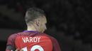 Jamie Vardy merayakan golnya ke gawang Jerman saat laga persahabatan di Stadion Olympik, Berlin, Minggu (27/3/2016) dini hari WIB. Inggris menang 3-2.  (AFP/Tobias Schwarz)