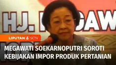 Ketua Umum PDI Perjuangan, Megawati Soekarnoputri menyoroti kebijakan Pemerintah yang kerap kali melakukan impor produk pertanian. Menurut Megawati, seharusnya Pemerintah membiarkan petani menikmati hasil produksinya. Impor produk pertanian boleh dil...