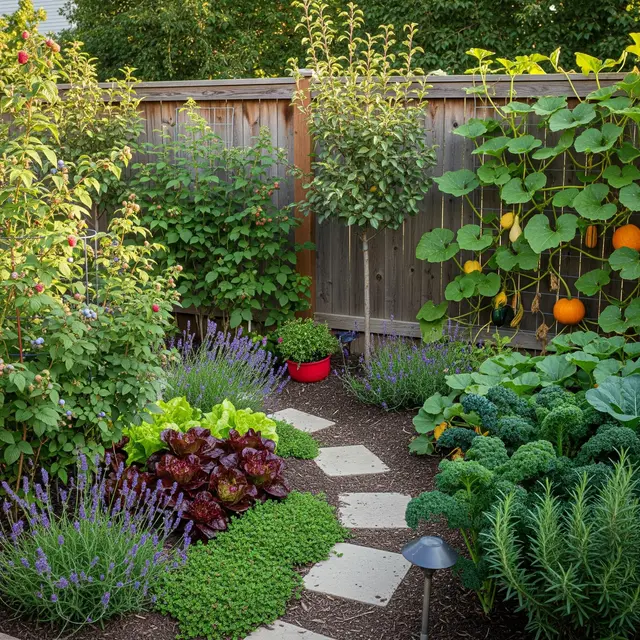 Halaman Belakang Rumah Kecil dengan Kebun Sayur Buah (Image by Gemini AI)