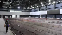 Bagian dalam pusat pelatihan komprehensif "Ice Jar" di Beijing, ibu kota China (27/5/2020). Pembangunan "Ice Jar" rampung pada Rabu (27/5), menjadikannya gelanggang baru pertama yang dibangun dalam zona kompetisi Beijing untuk Olimpiade Musim Dingin 2022 tahun ini. (Xinhua/Zhang Chenlin)