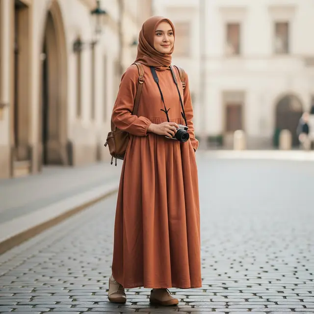 9 Model Gamis Praktis untuk Traveling Jauh, Tampil Modis dan Nyaman
