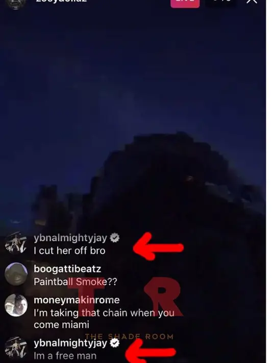 "Aku memutuskan dia kawan," tulisnya di kolom komentar. (instagram/theshaderoom)