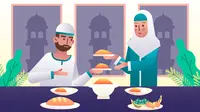 Ilustrasi sahur, buka puasa, Islami, Ramadan. (Image by freepik)