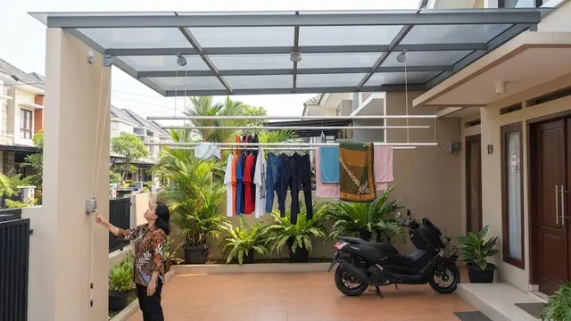 Model Kanopi Teras dengan Tempat Jemuran Model dengan Jemuran Naik Turun