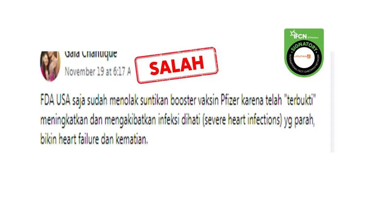 Cek Fakta booster Pfizer