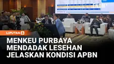 Momen Menteri Keuangan Purbaya Yudhi Sadewa lesehan saat konferensi pers APBN KiTa, Selasa (19/5). Saat itu, Purbaya ditanya soal kondisi dan defisit fiskal Indonesia.