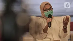 Kepala BPOM Penny Lukito saat konferensi pers terkait hasil uji klinis obat untuk Covid-19 dari UNAIR, Jakarta, Rabu (19/8/2020). Penny juga menyatakan pihak peneliti harus merevisi dan memperbaiki lagi hasil penelitiannya sesuai kaidah yang sudah ditentukan BPOM. (merdeka.com/Iqbal S. Nugroho)