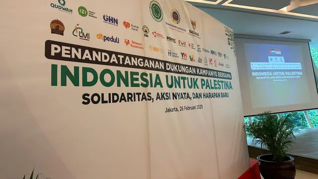 Kampanye Penggalangan Bantuan untuk Palestina bersama lembaga kemanusiaan di Kemlu RI, Rabu (26/2/2025). (Liputan6.com/Benedikta Miranti)