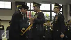 Menkopolhukam, Tedjo Edy Purdjianto (kiri) menyematkan tanda kehormatan Bintang Bhayangkara Utama ke Kapolri Jenderal Badrodin Haiti (tengah)di Jakarta, Senin (29/6/2015). (Liputan6.com/Herman Zakharia)