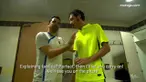 Video Valentino Rossi pebalap MotoGP menantang Xavi Henandez legenda Barcelona bermain sepak bola di Qatar sebelum MotoGP seri Qatar digelar pekan ini.