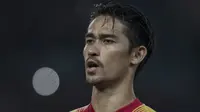 Pemain Indonesia, Gavin Kwan, saat melawan Palestina pada laga Asian Games di Stadion Patriot, Jawa Barat, Rabu (15/8/2018). Indonesia takluk 1-2 dari Palestina. (Bola.com/Vitalis Yogi Trisna)