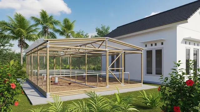 Ide Kandang Ayam Semi Terbuka dengan Ventilasi Maksimal di Samping Rumah Anti Bau Model Portable dengan Dinding Jaring