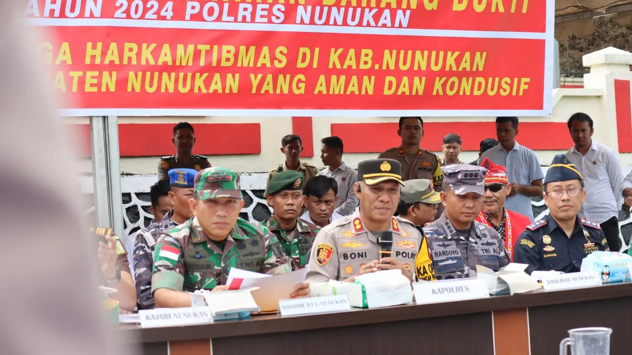 Gelaran pemusnahan narkoba yang diselenggarakan Polres Nunukan di Lapangan Apel Tribrata Mapolres Nunukan, pada Selasa, 31 Desember 2024. (Istimewa)