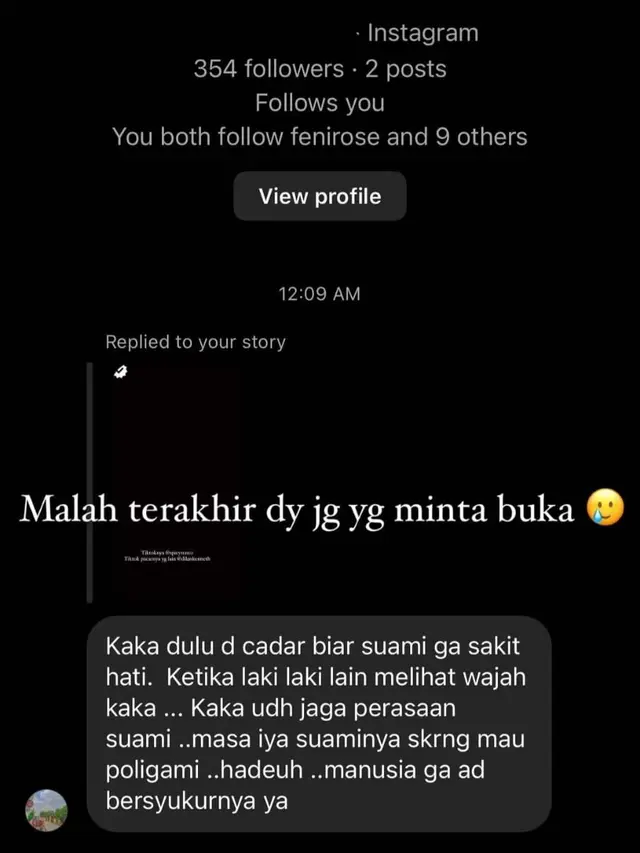 Unggahan Inara Idola Rusli soal pakai cadar setelah dinikahi Virgoun. (Foto: Dok. Instagram @mommy_starla)