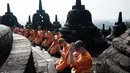 Kegiatan ini untuk menyambut Hari Tri Suci Waisak ke-2569 Buddhis Era (BE) tahun 2025. (YASUYOSHI CHIBA/AFP)