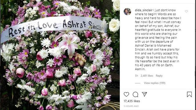 Postingan duka ibunda Ashraf Sinclair