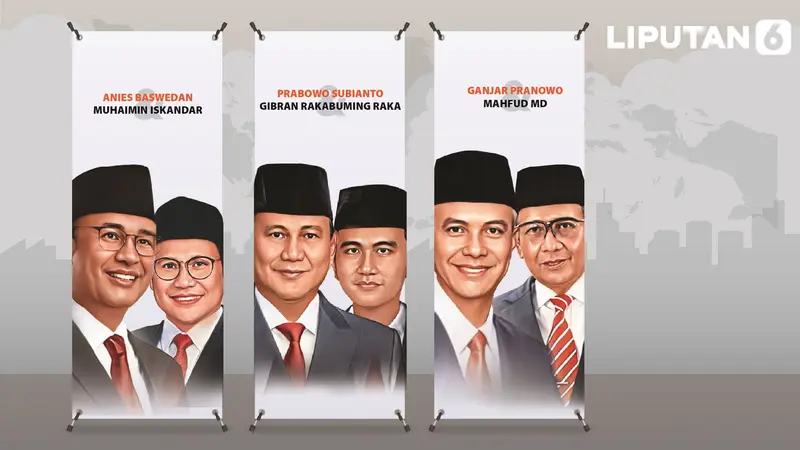 Banner Grafis Anies-Cak Imin, Prabowo-Gibran, Ganjar-Mahfud